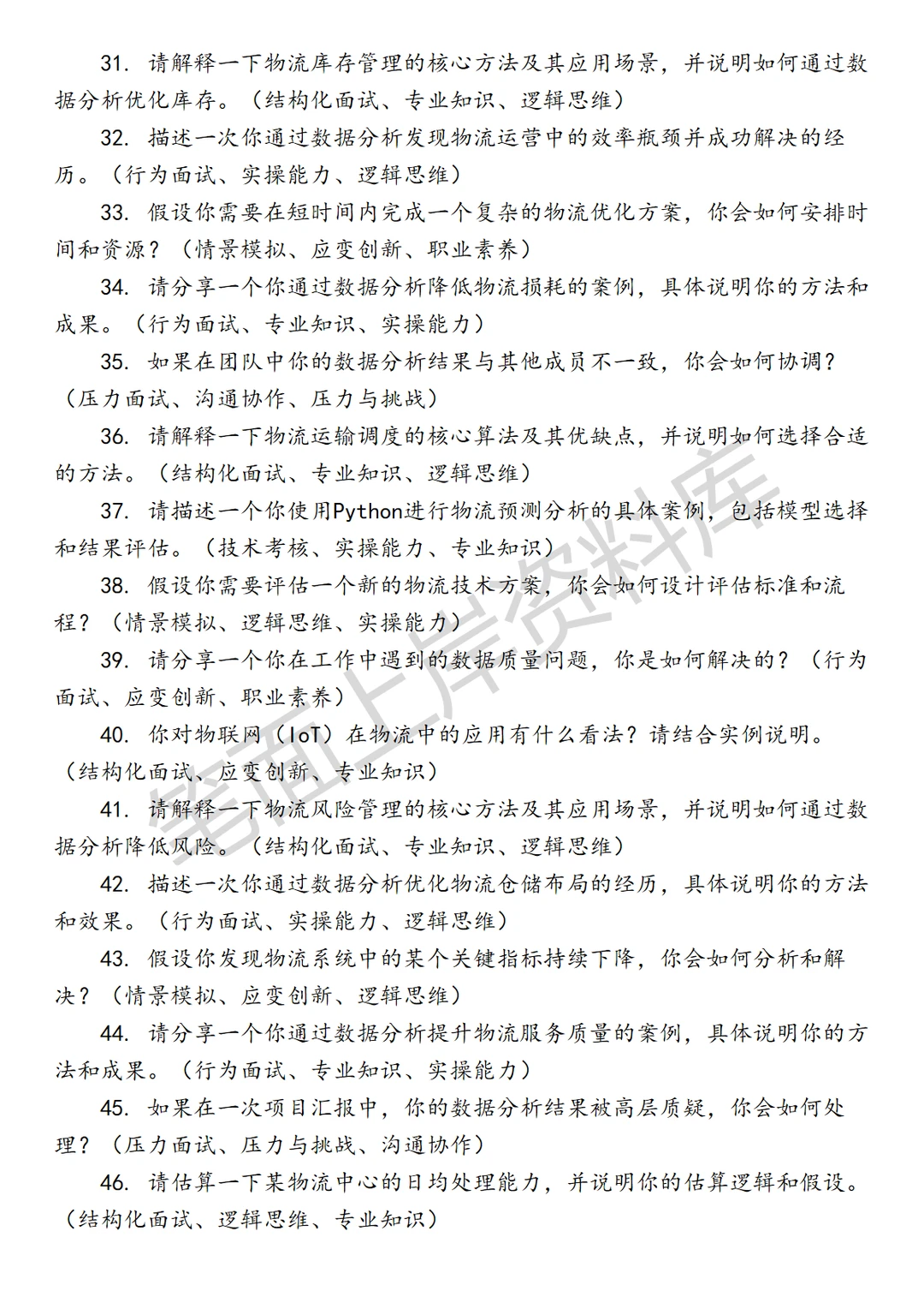 物流经营分析专员