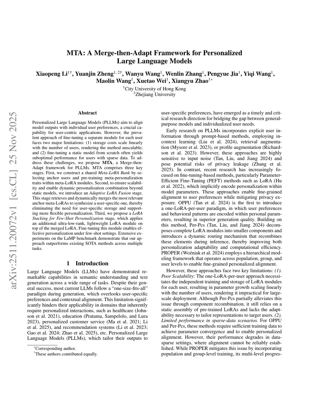 MTA：LLM个性化新框架