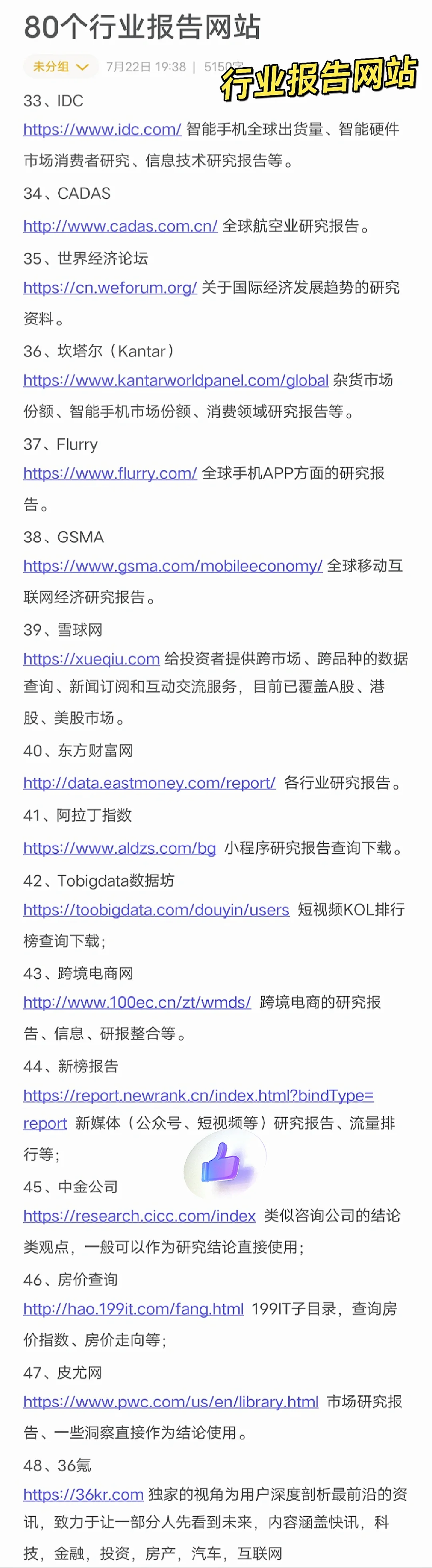 【行业洞察】80个行业报告网站都在这里！！