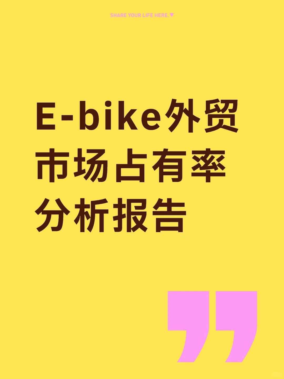 E-bike外贸市场占有率分析报告