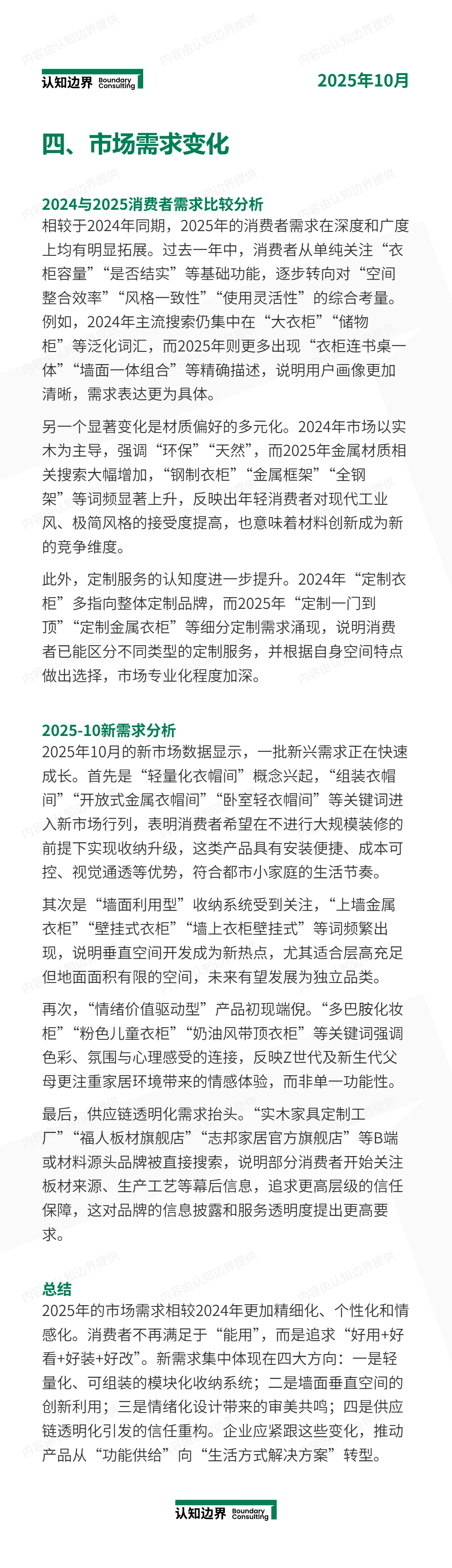 11月认知边界行业报告 自由组合衣柜 住宅