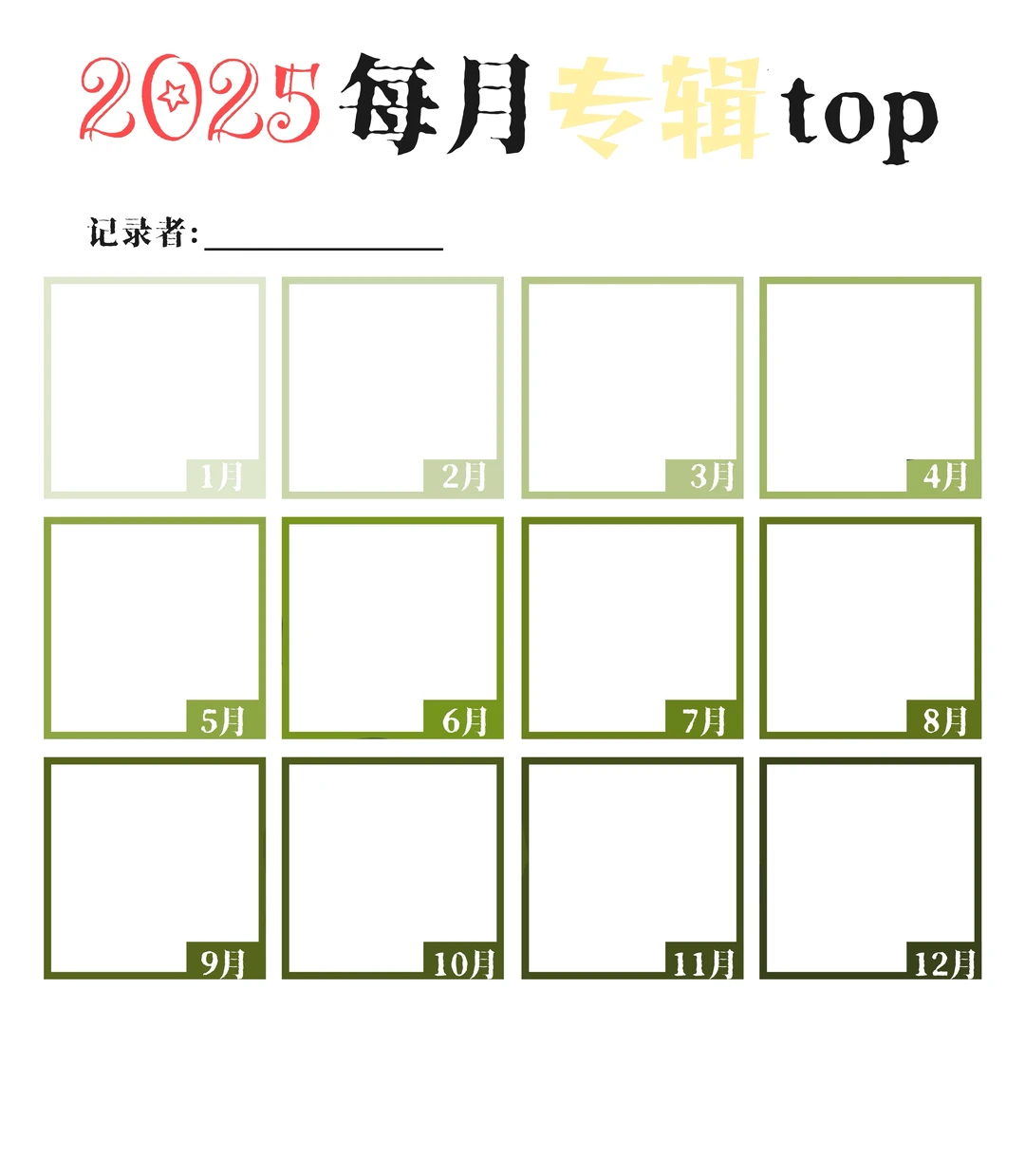 【2025每月top】大概是一个年终记录表格