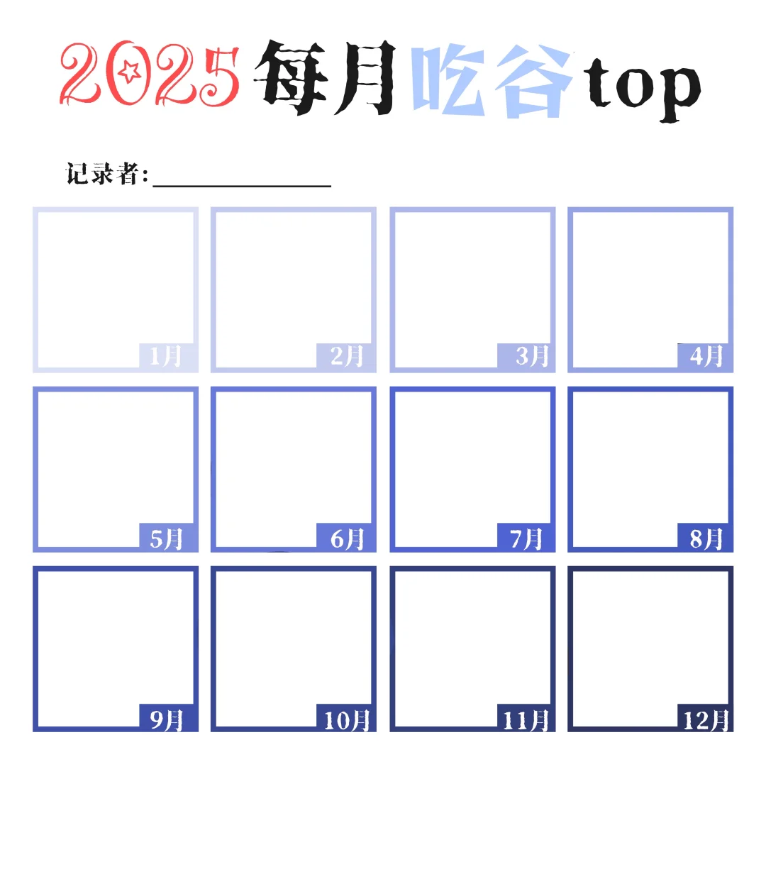 【2025每月top】大概是一个年终记录表格