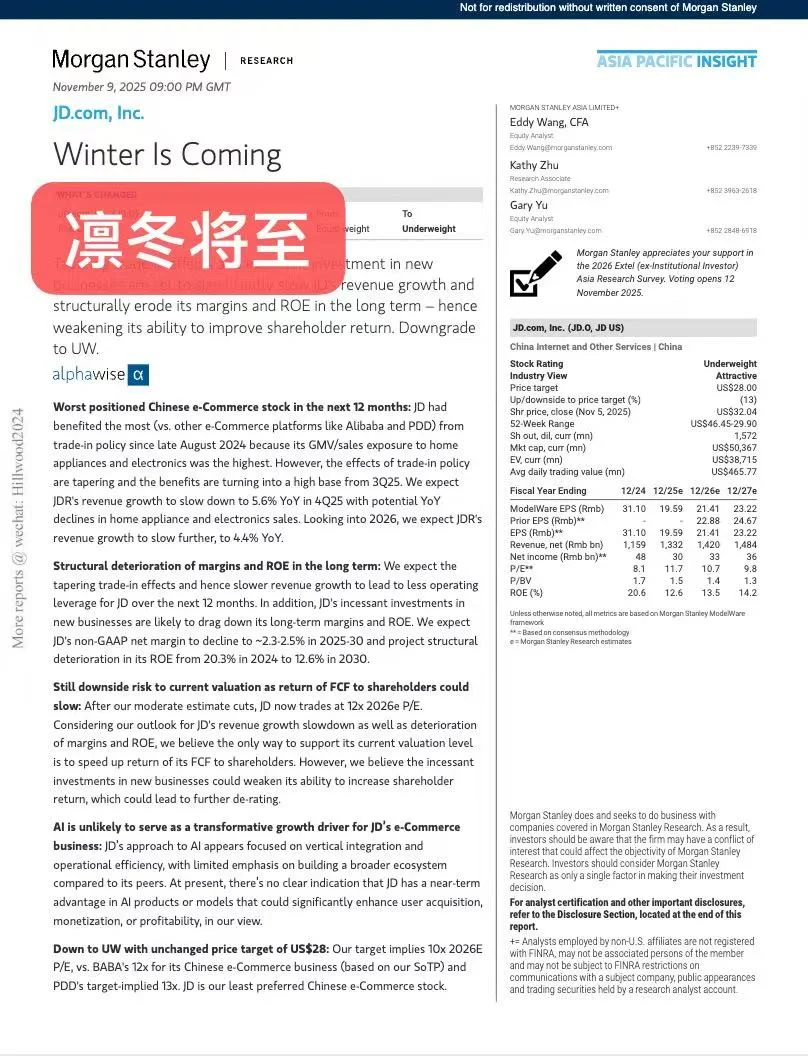 大摩调研：3C电商变天了