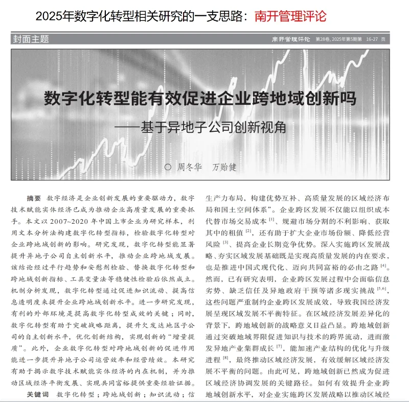 数字化转型研究思路拓展
