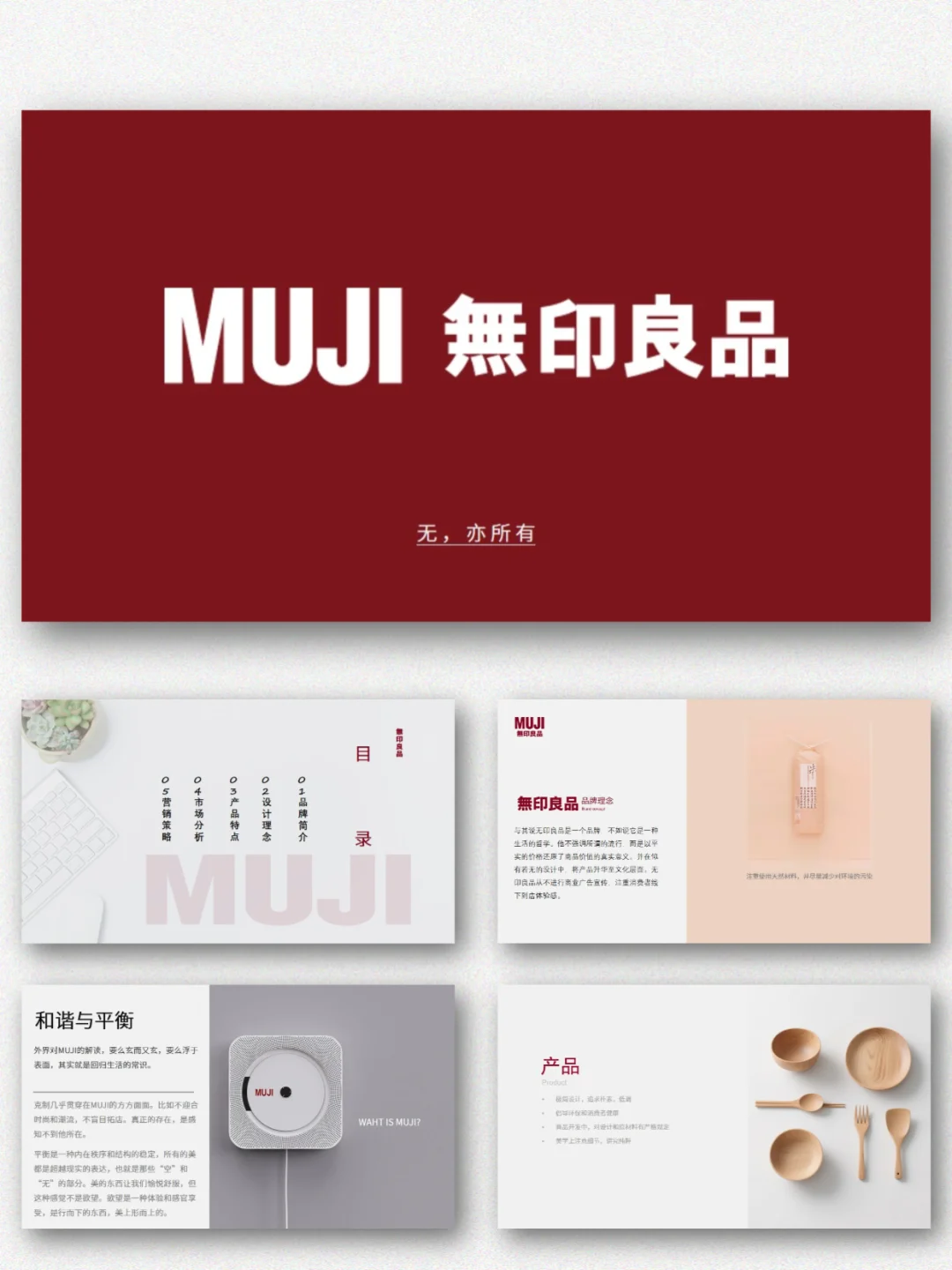 MUJI无印良品品牌介绍市场调研分析PPT模板