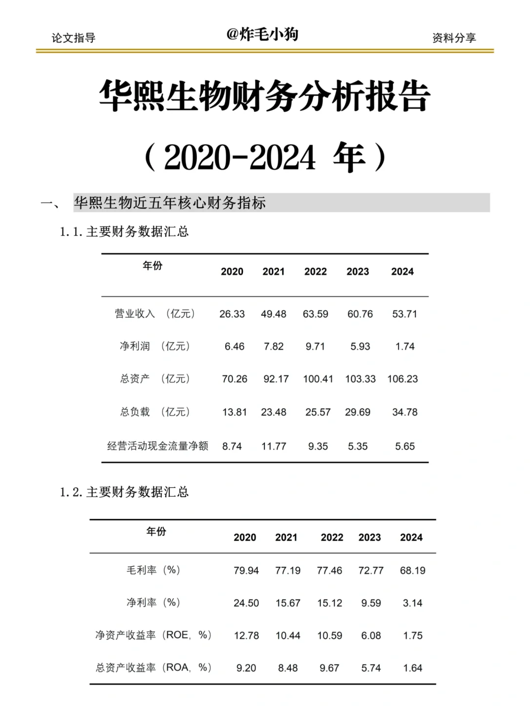吐血整理?华熙生物财务分析报告?