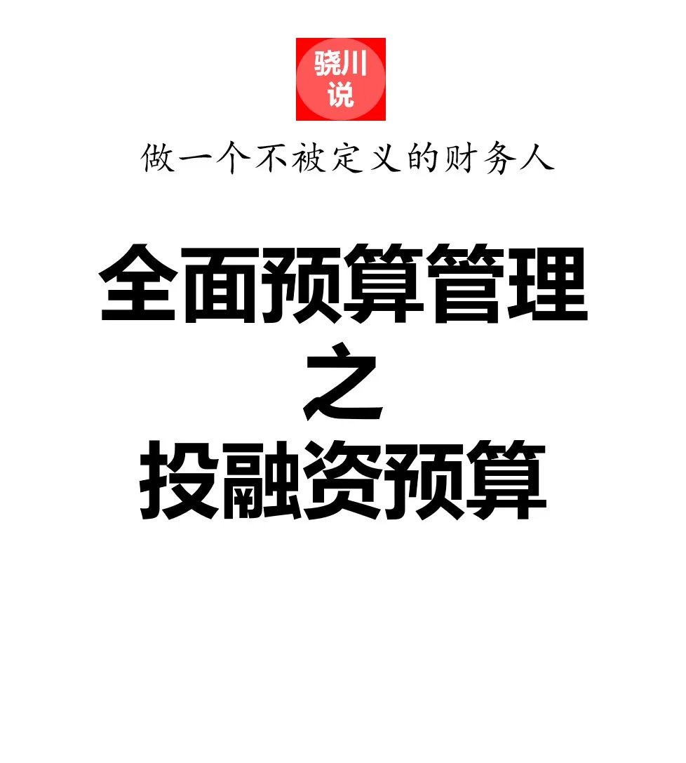 骁川说|全面预算管理之投融资预算