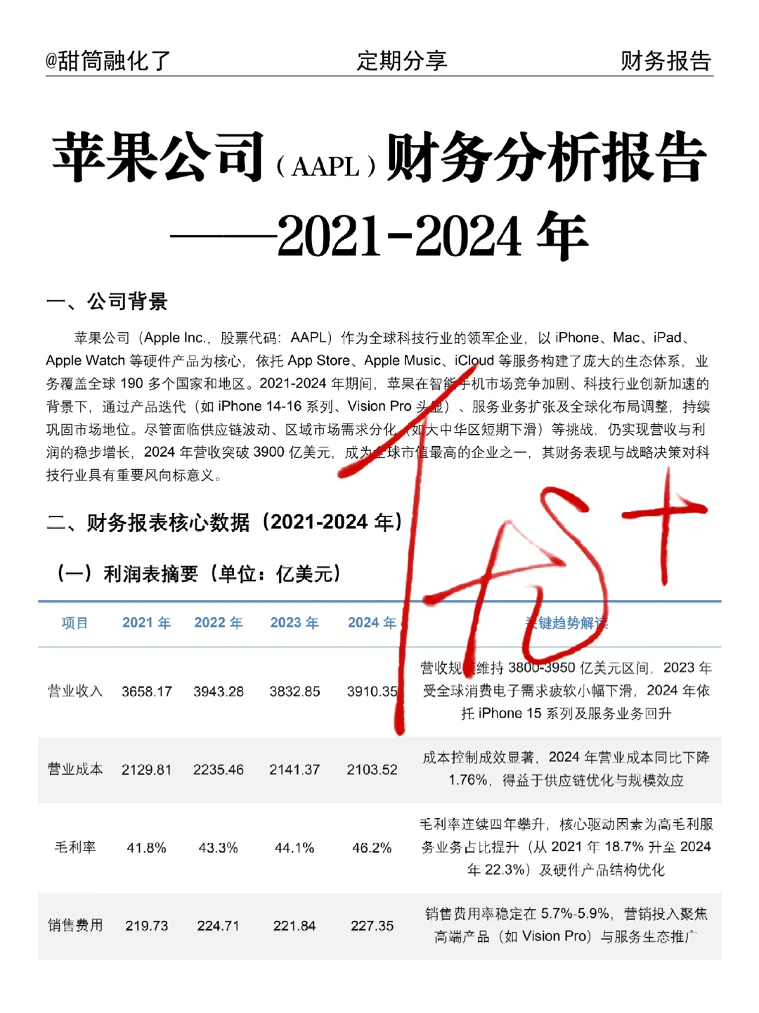 2021-2024年苹果公司财务分析报告参考?