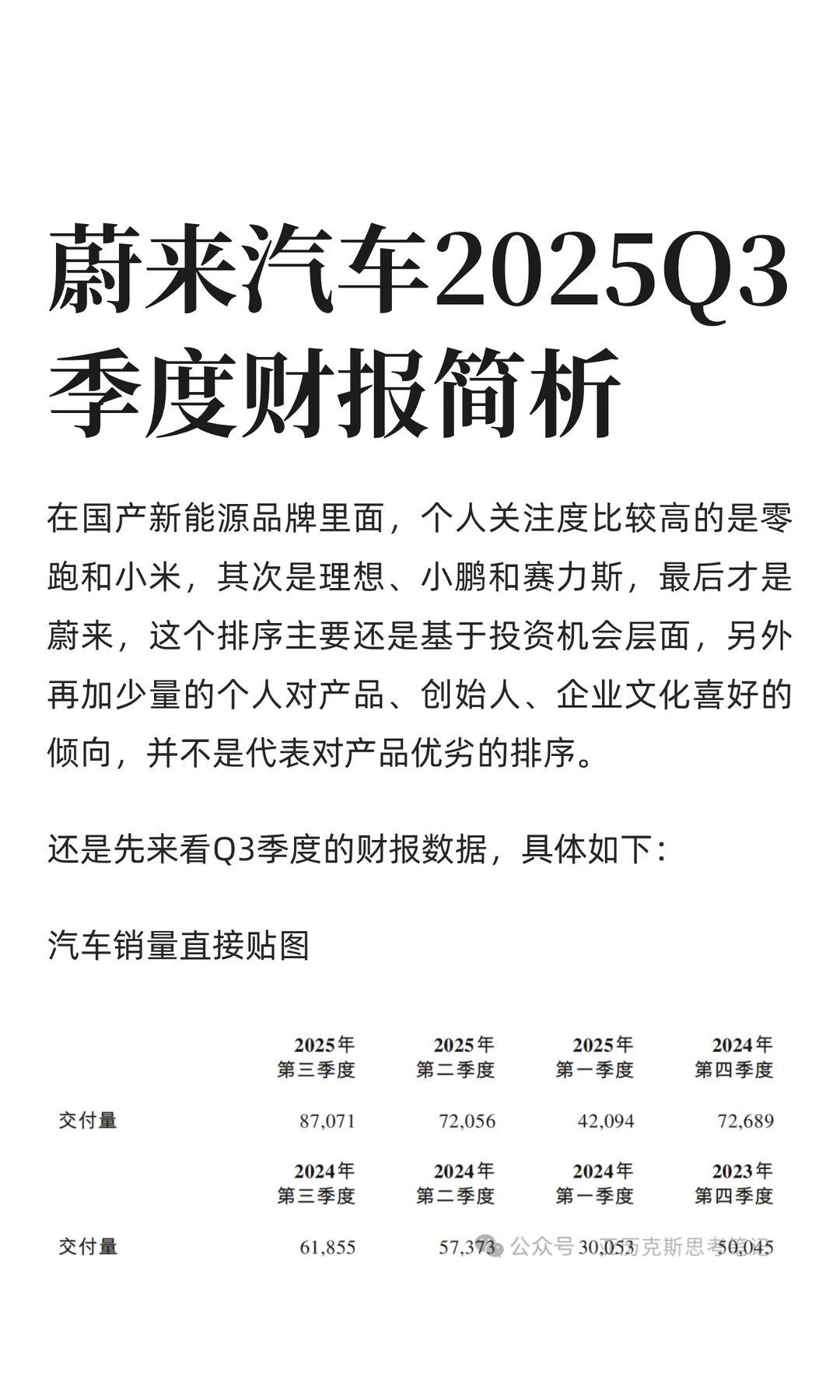 蔚来汽车2025Q3季度财报简析