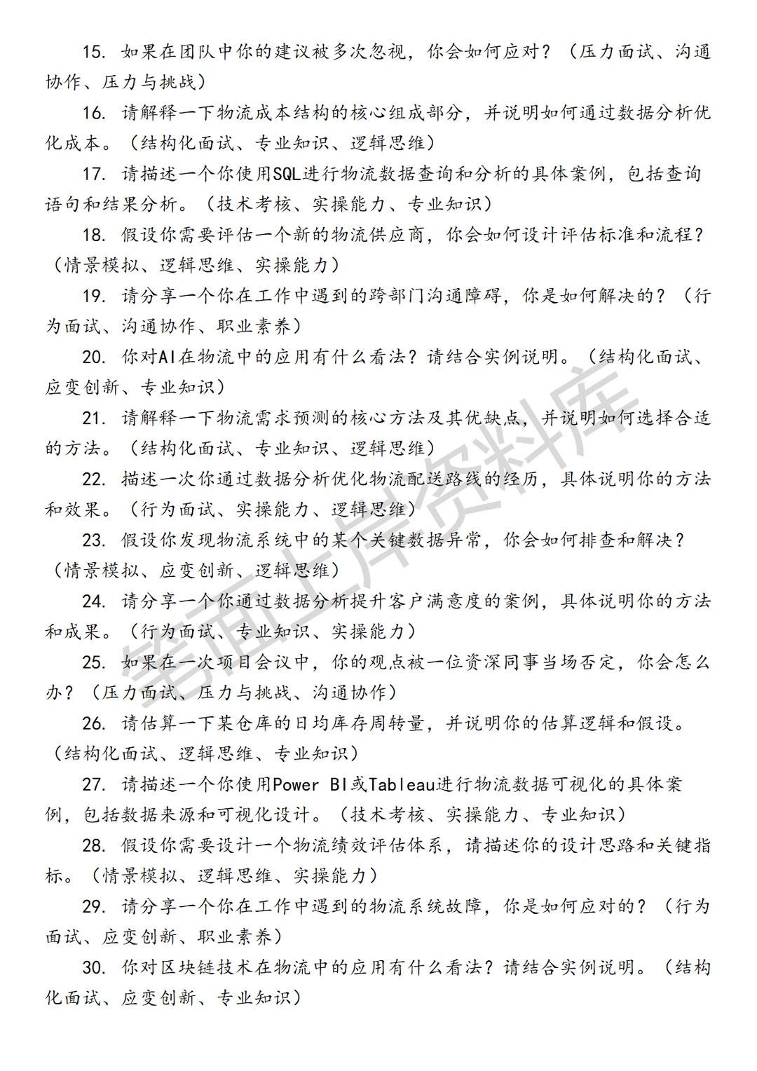 物流经营分析专员