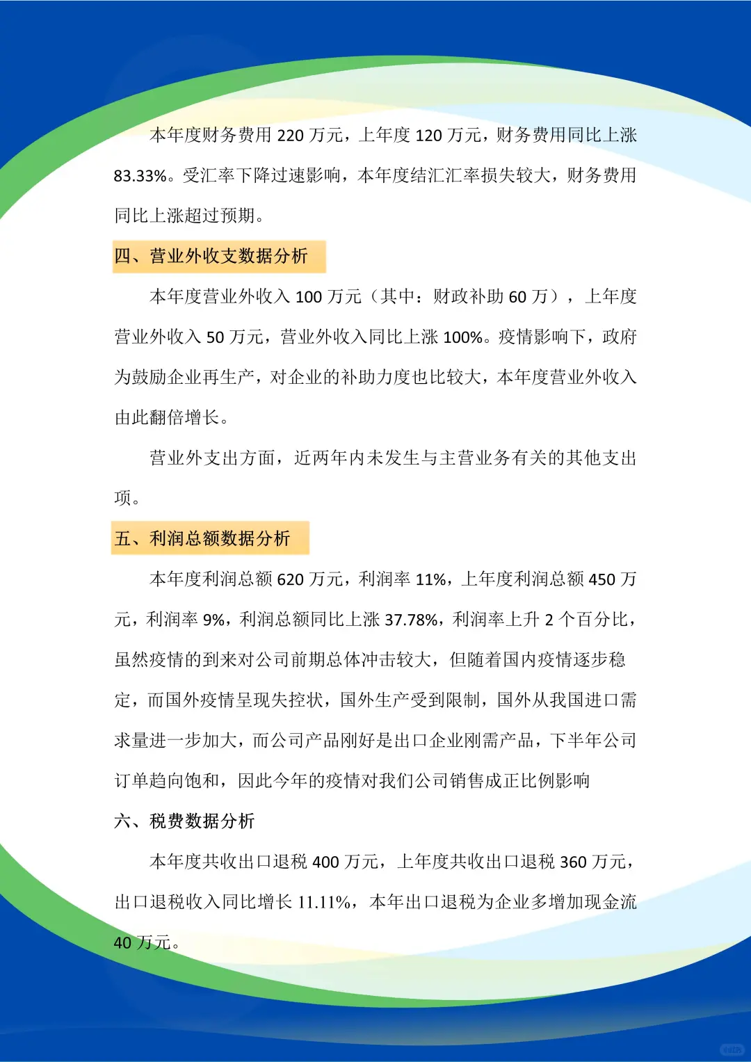 不愧是经理做的，年度财务数据分析报告?
