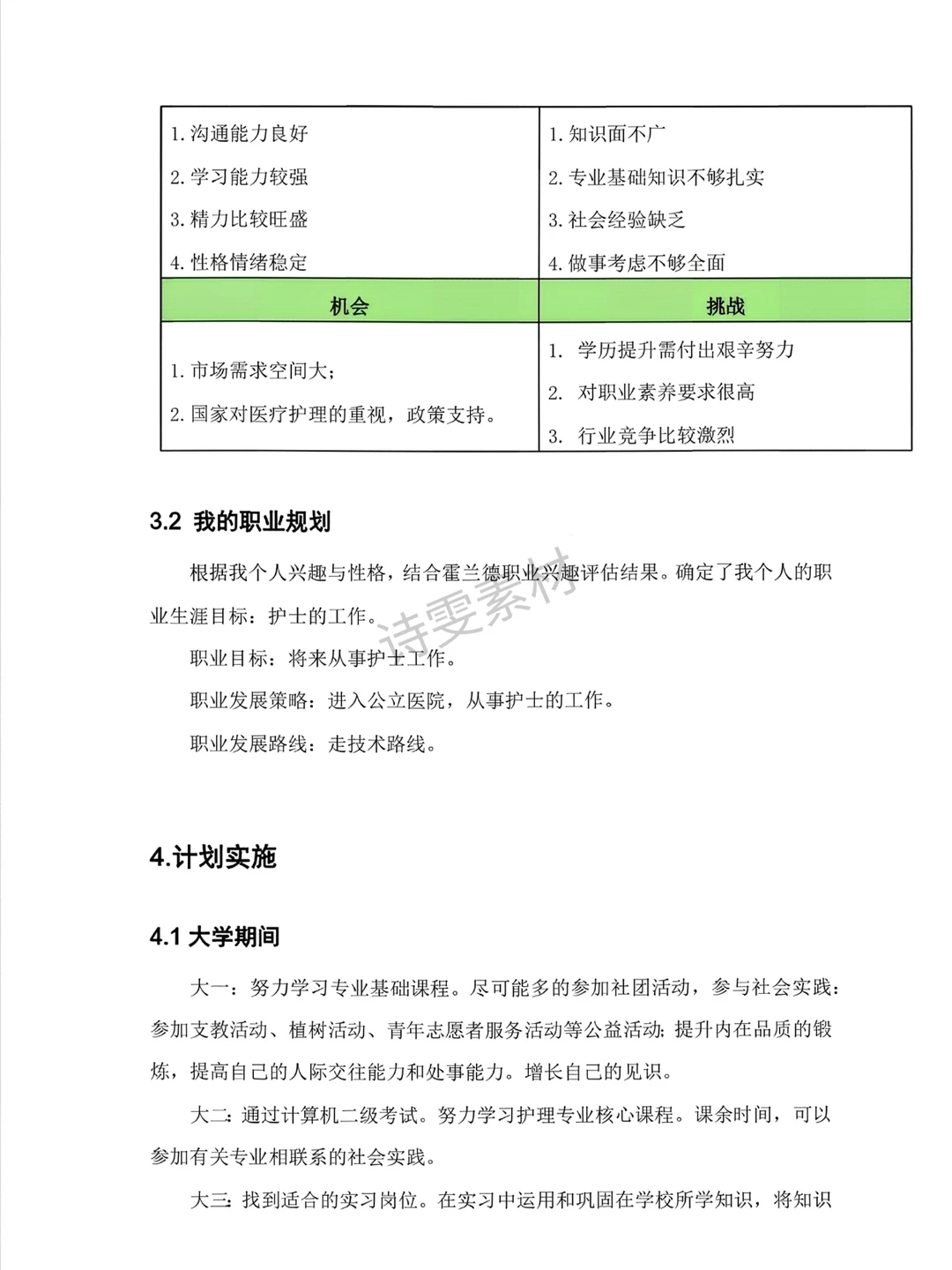 大学生职业生涯规划书成品，直接抄