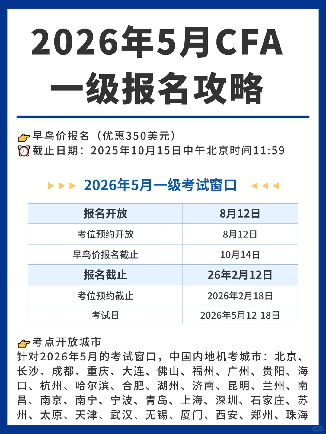 CFA报名开启2026年5月CFA一级考试报名攻略