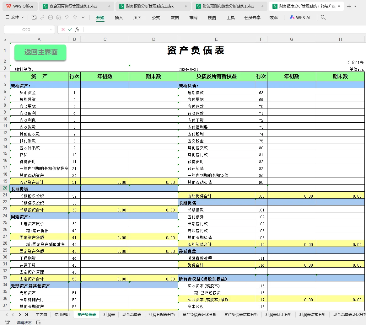 财务预算预测表，全自动计算报表！