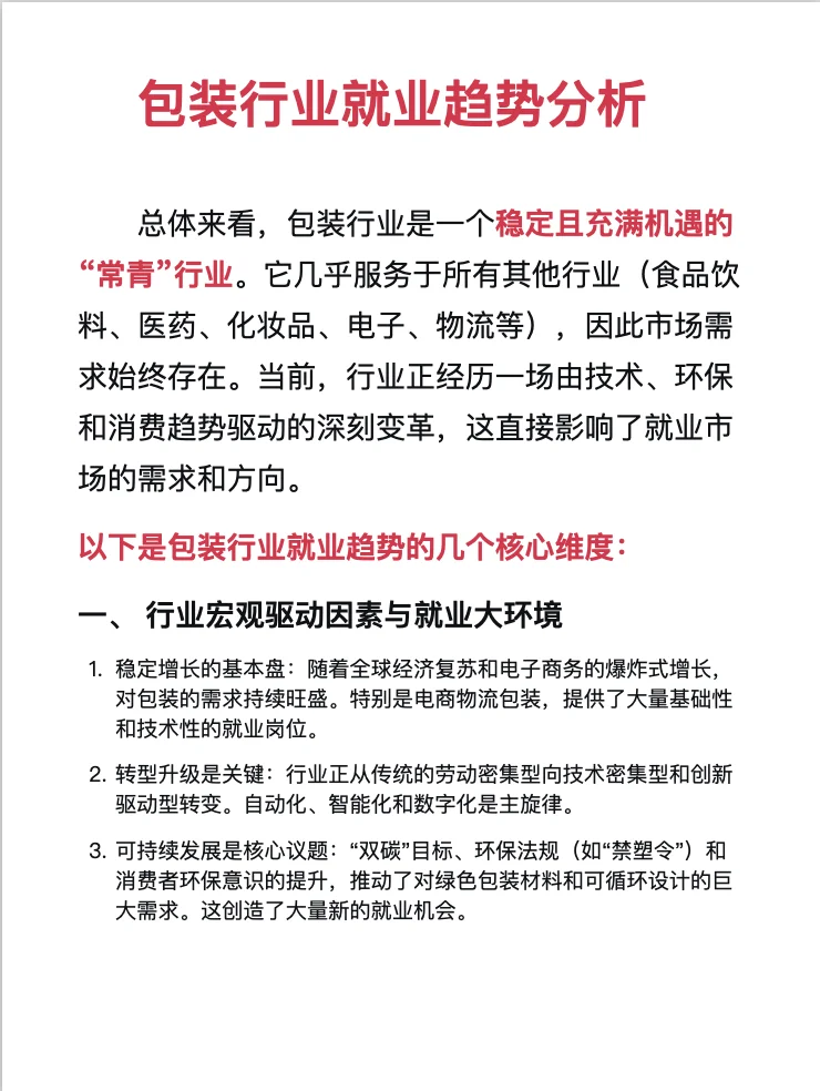 包装行业就业趋势分析