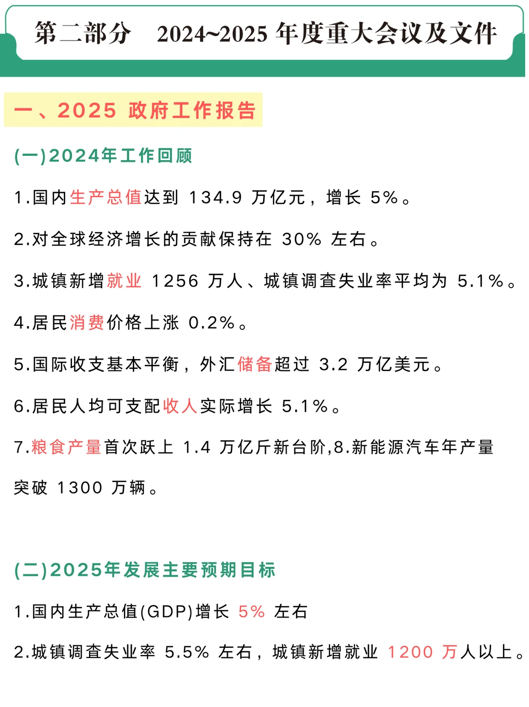 年度重要时政：2025政府工作报告+24年回顾