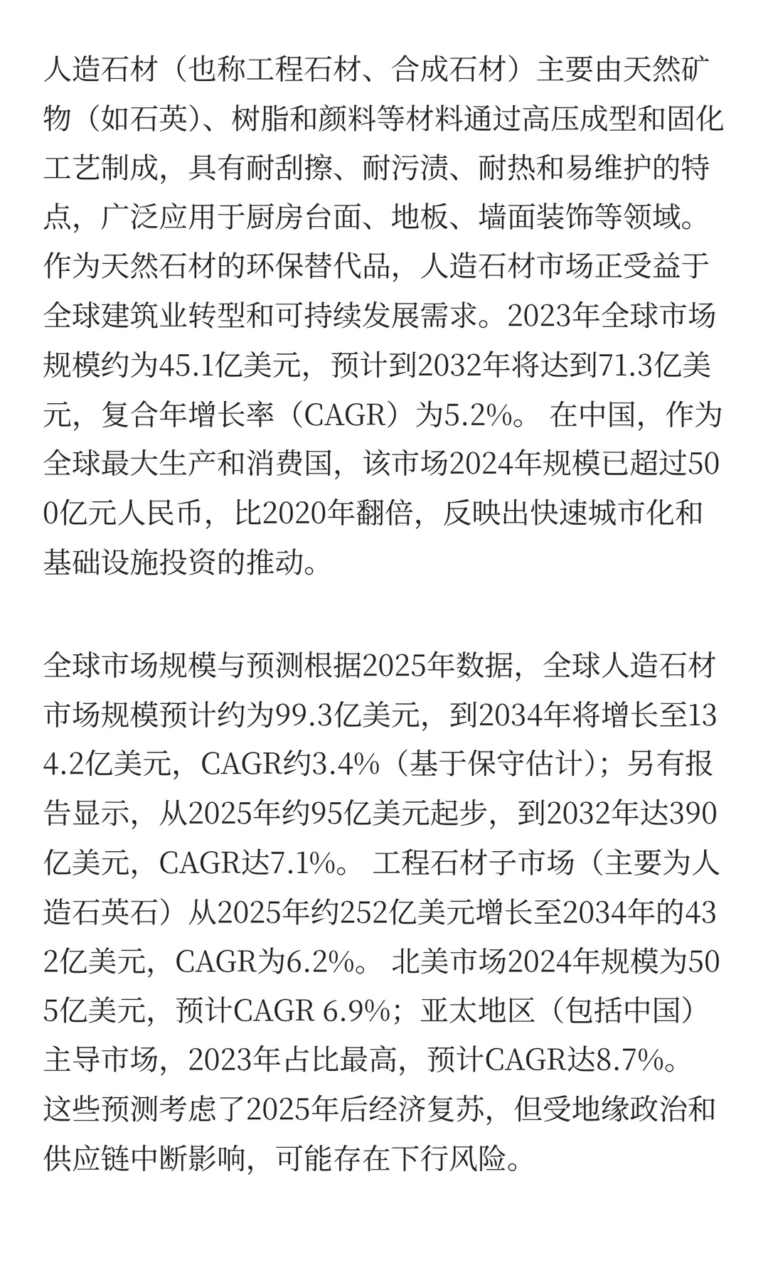 全球人造石材市场趋势（2025）