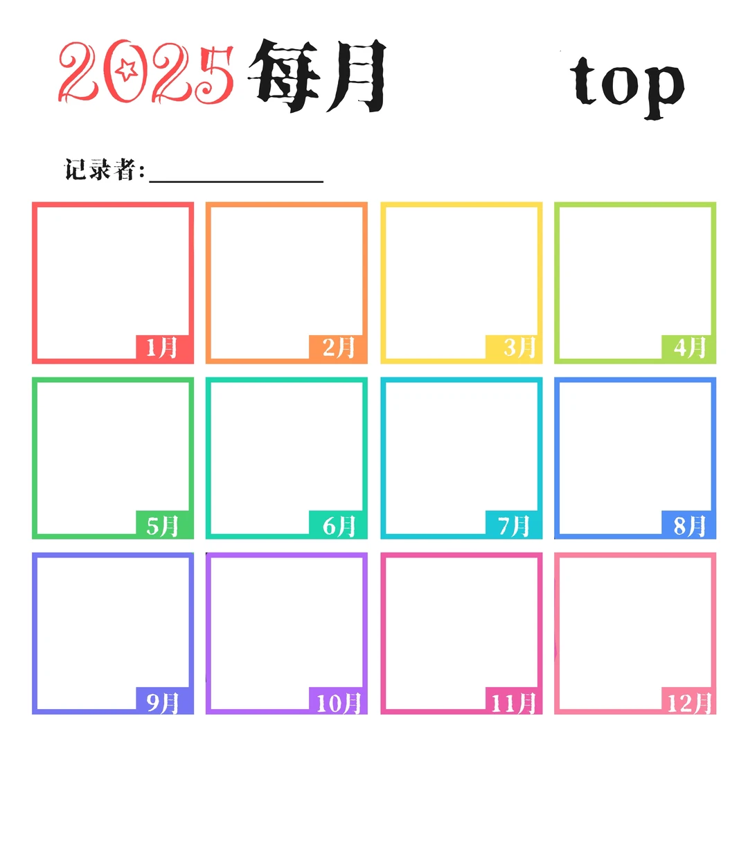 【2025每月top】大概是一个年终记录表格