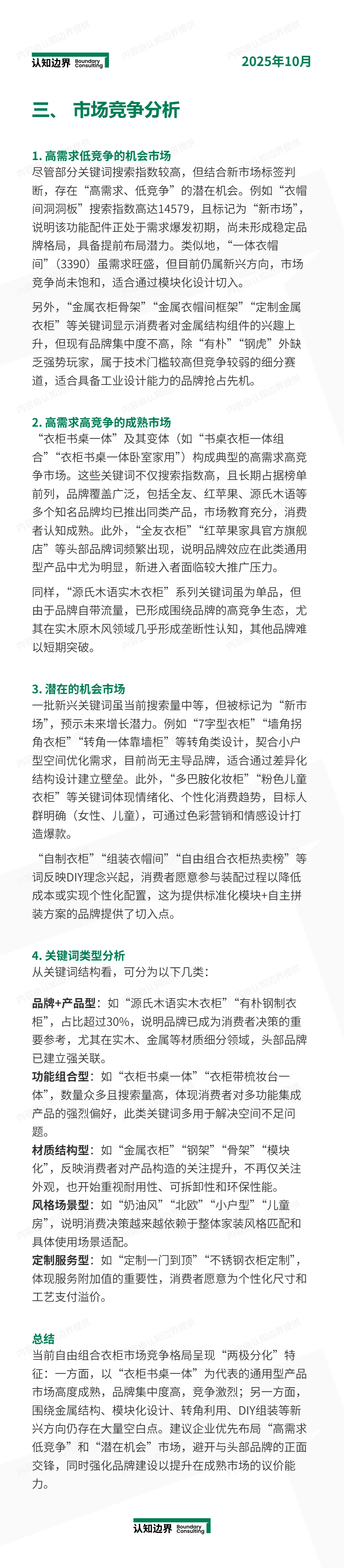 11月认知边界行业报告 自由组合衣柜 住宅