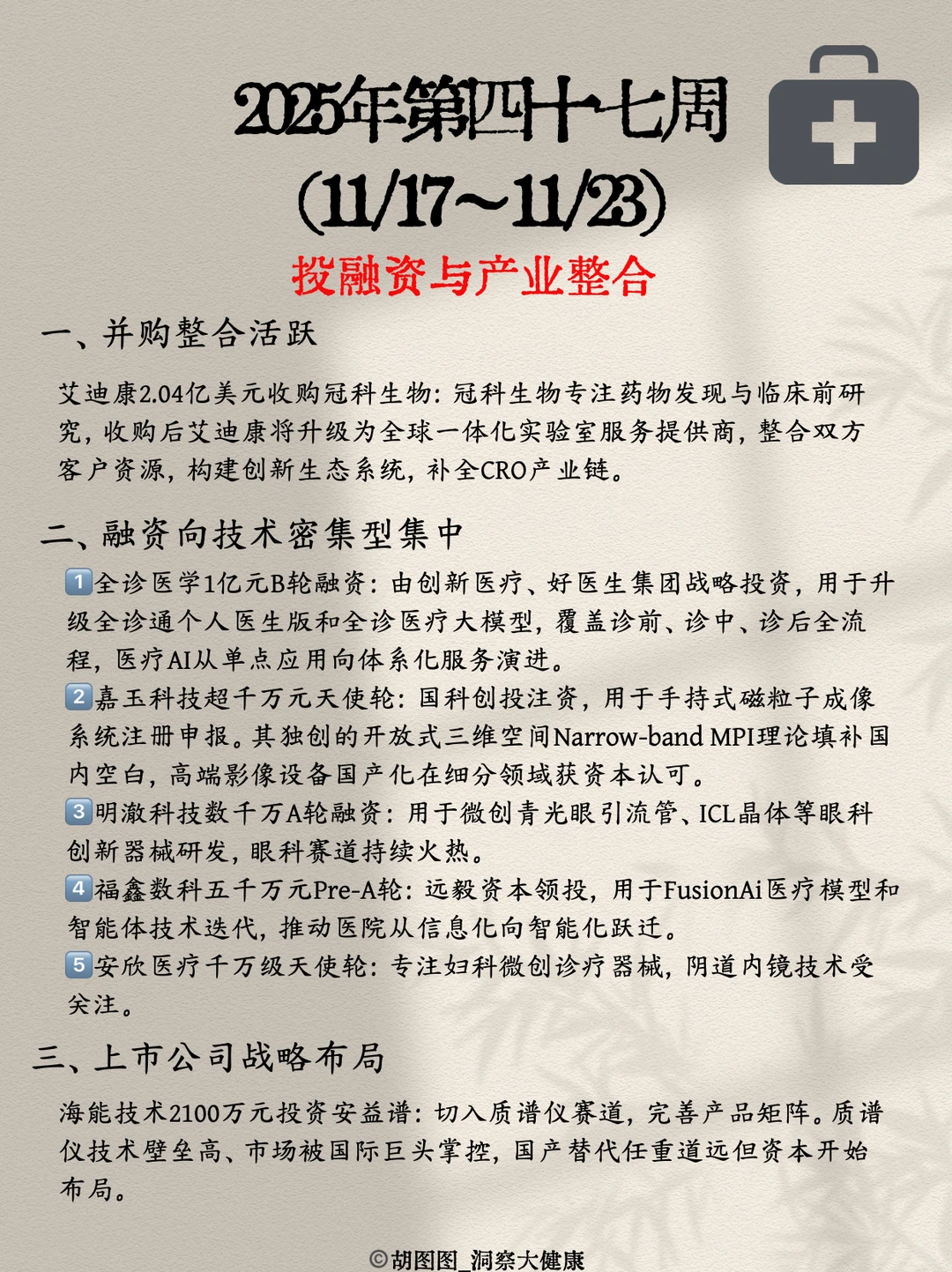医药行业每周热点?：2025 Week47