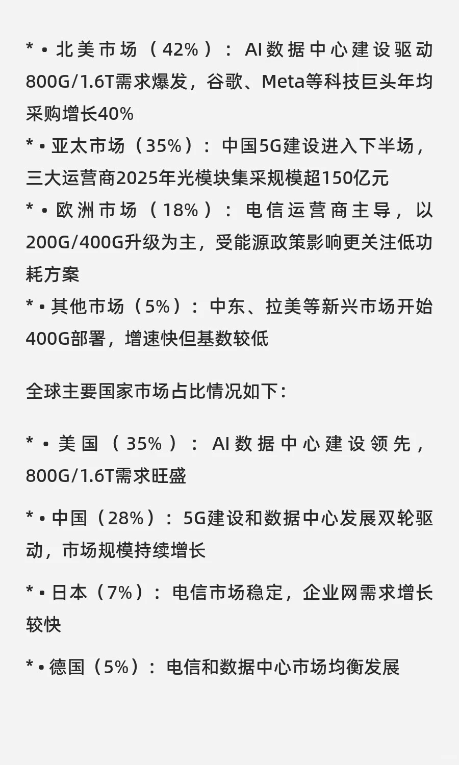 全球光模块行业竞争力分析