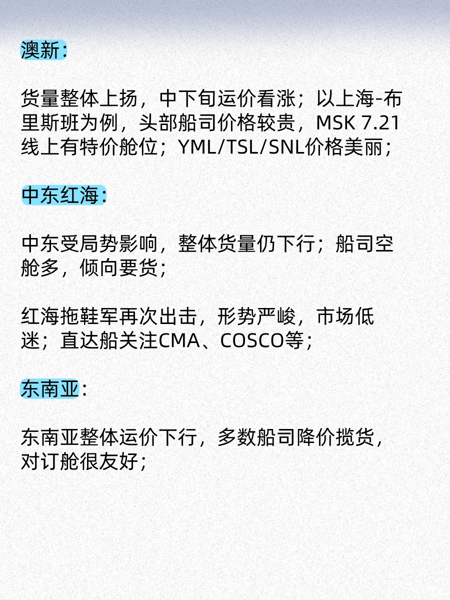 航运趋势分享 week29-30