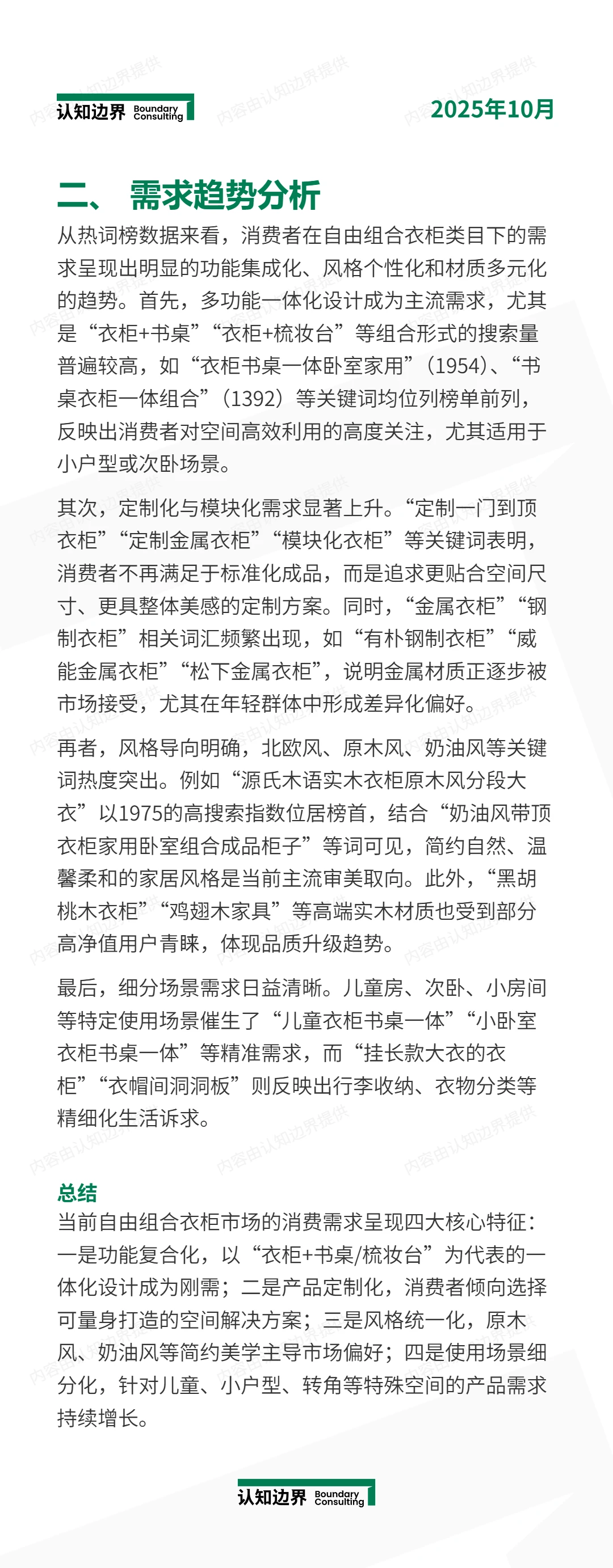 11月认知边界行业报告 自由组合衣柜 住宅