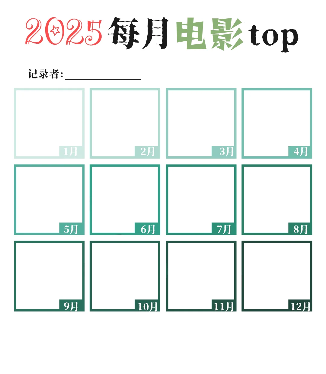 【2025每月top】大概是一个年终记录表格