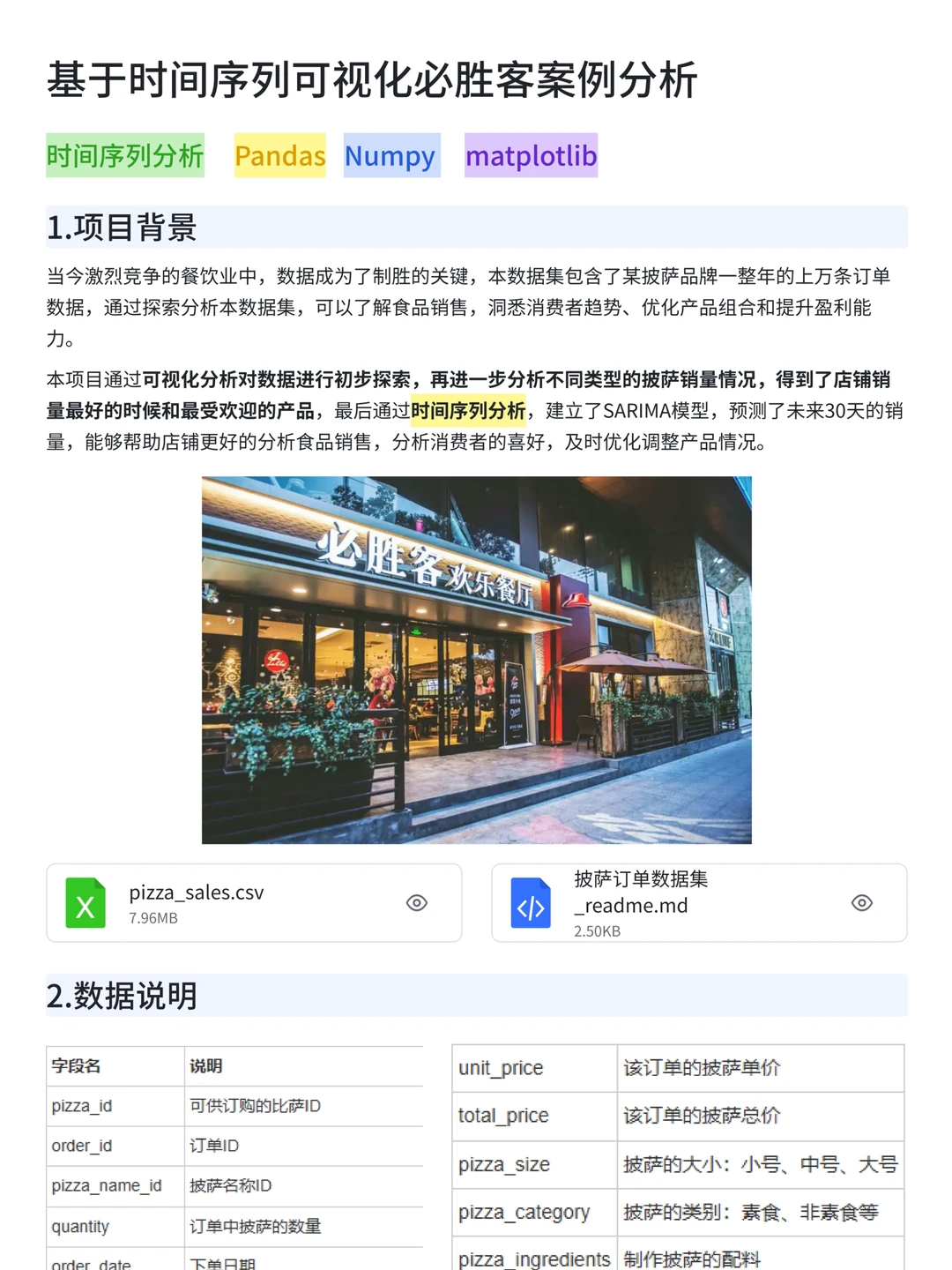基于时间序列可视化必胜客案例分析