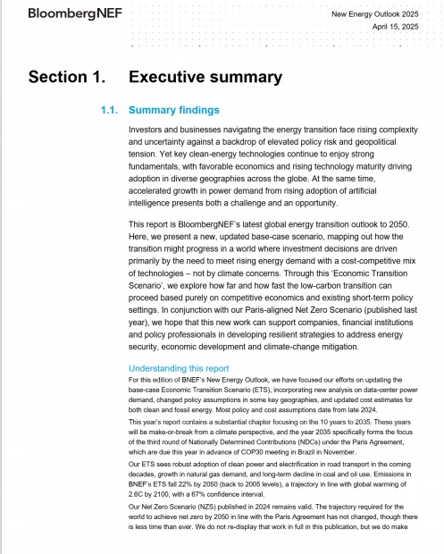 2025年新能源市场长期展望报告