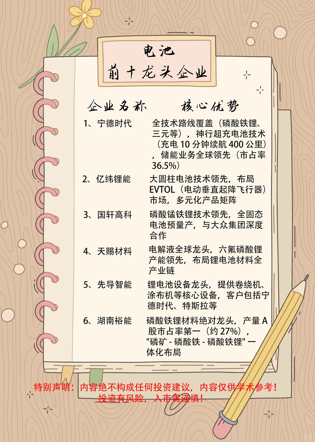 电池行业前十龙头企业