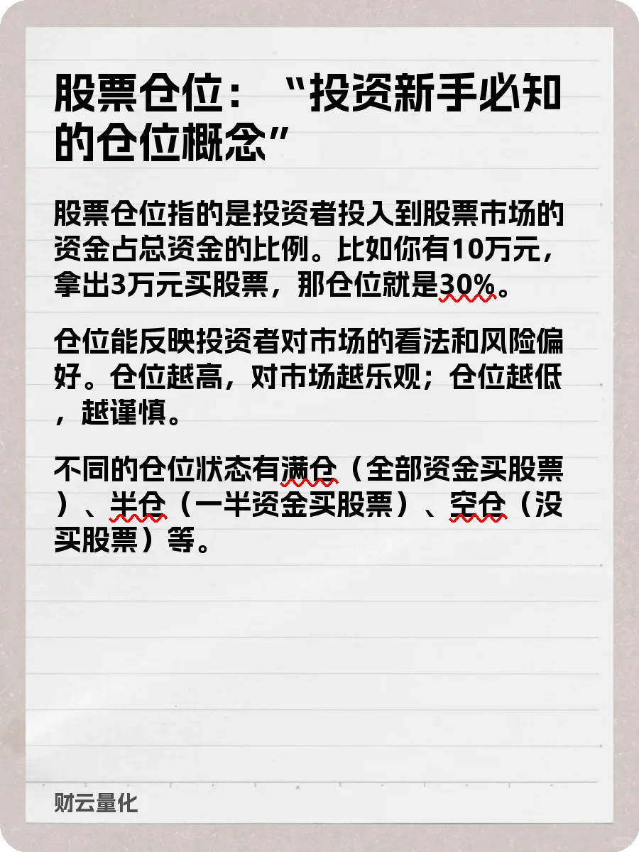 股票知识,股票仓位