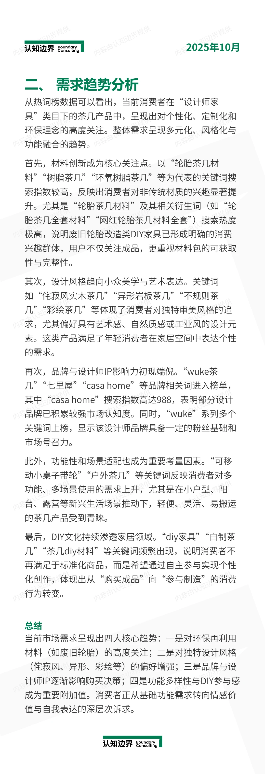 11月认知边界行业报告 茶几 住宅家具