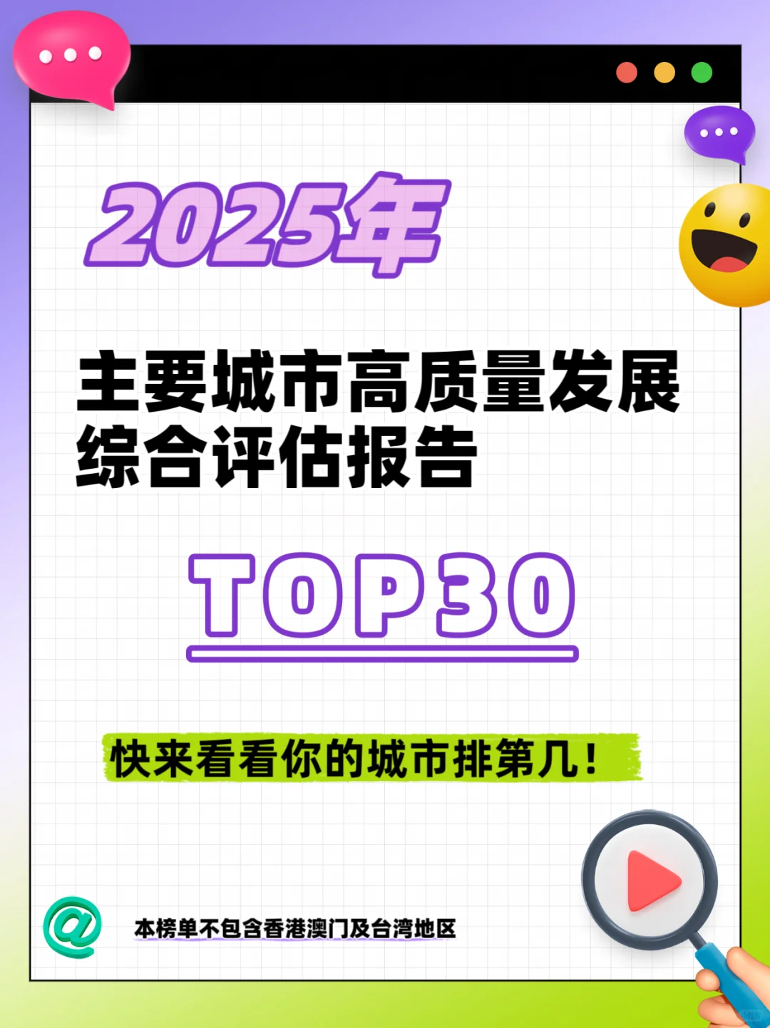2025年主要城市高质量发展排名新鲜出炉