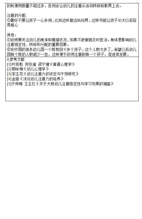 学前作业|幼儿注意品质的观察与分析报告