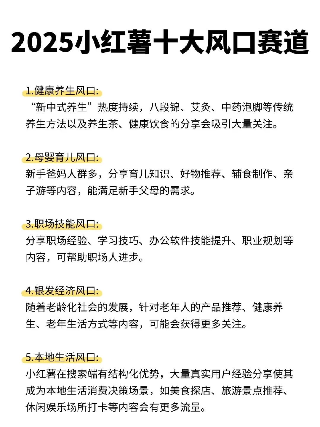 2025年小红薯十大风口赛道