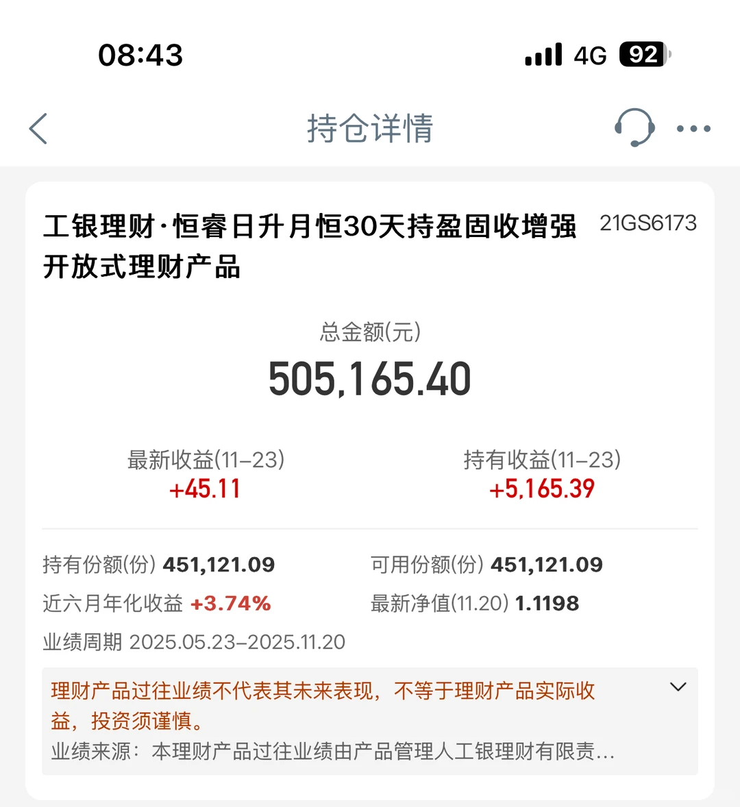 ?11.24工商银行理财收益更新!微红甚好?