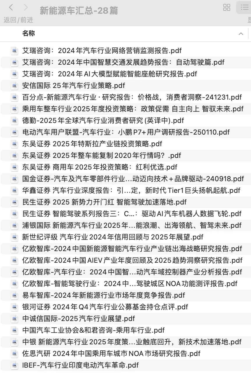 新能源车行业研报28篇