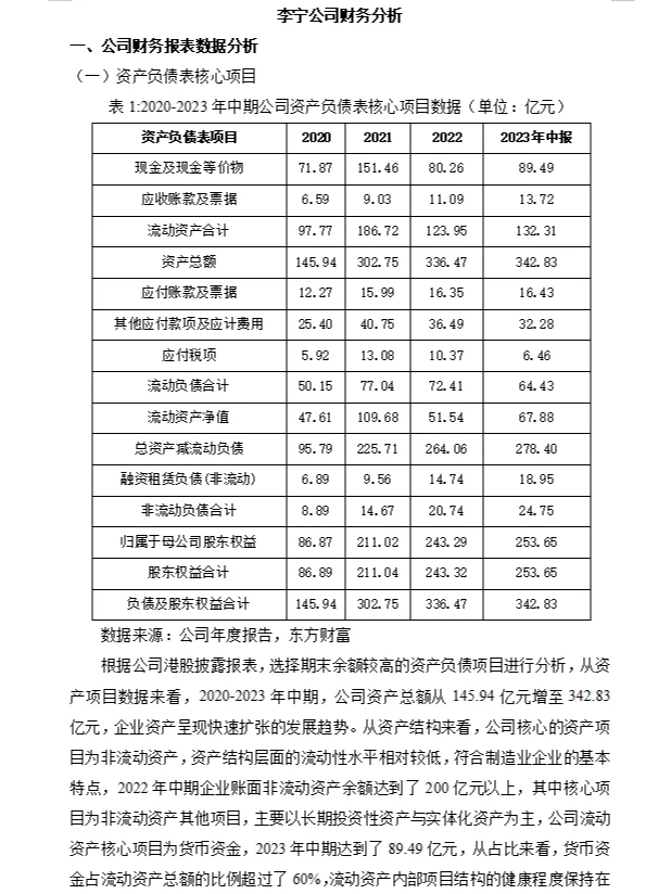 李宁公司财务分析