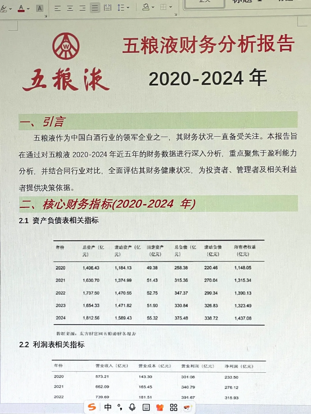 五粮液财务分析报告写完了，抄吧!