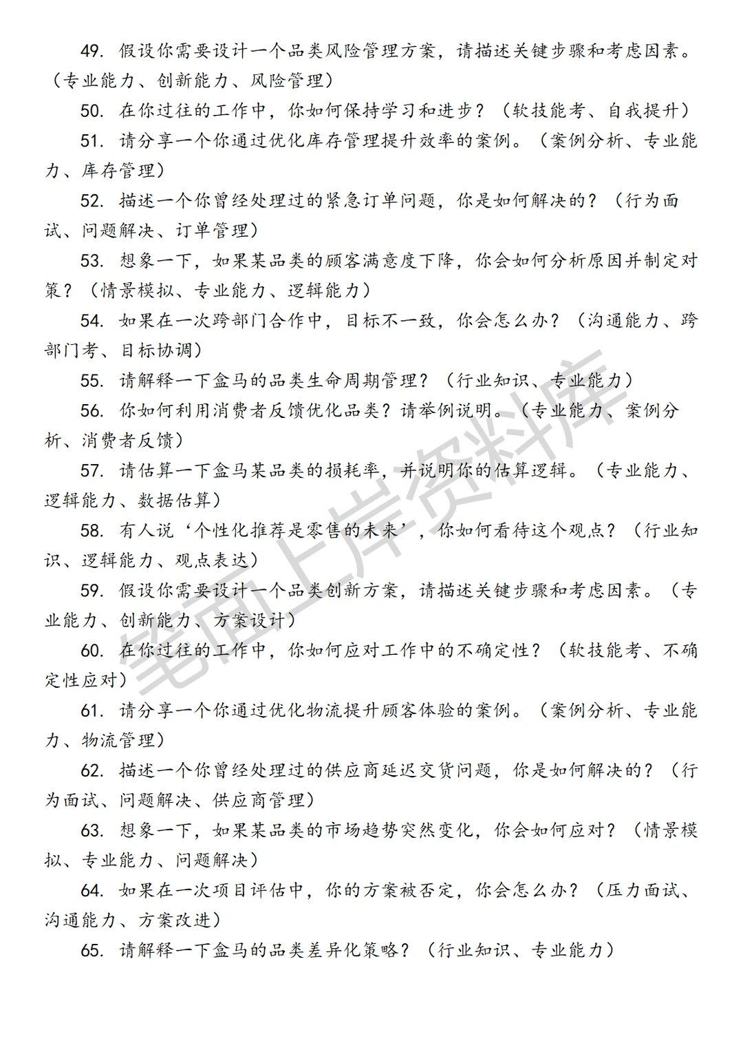 盒马品类运营