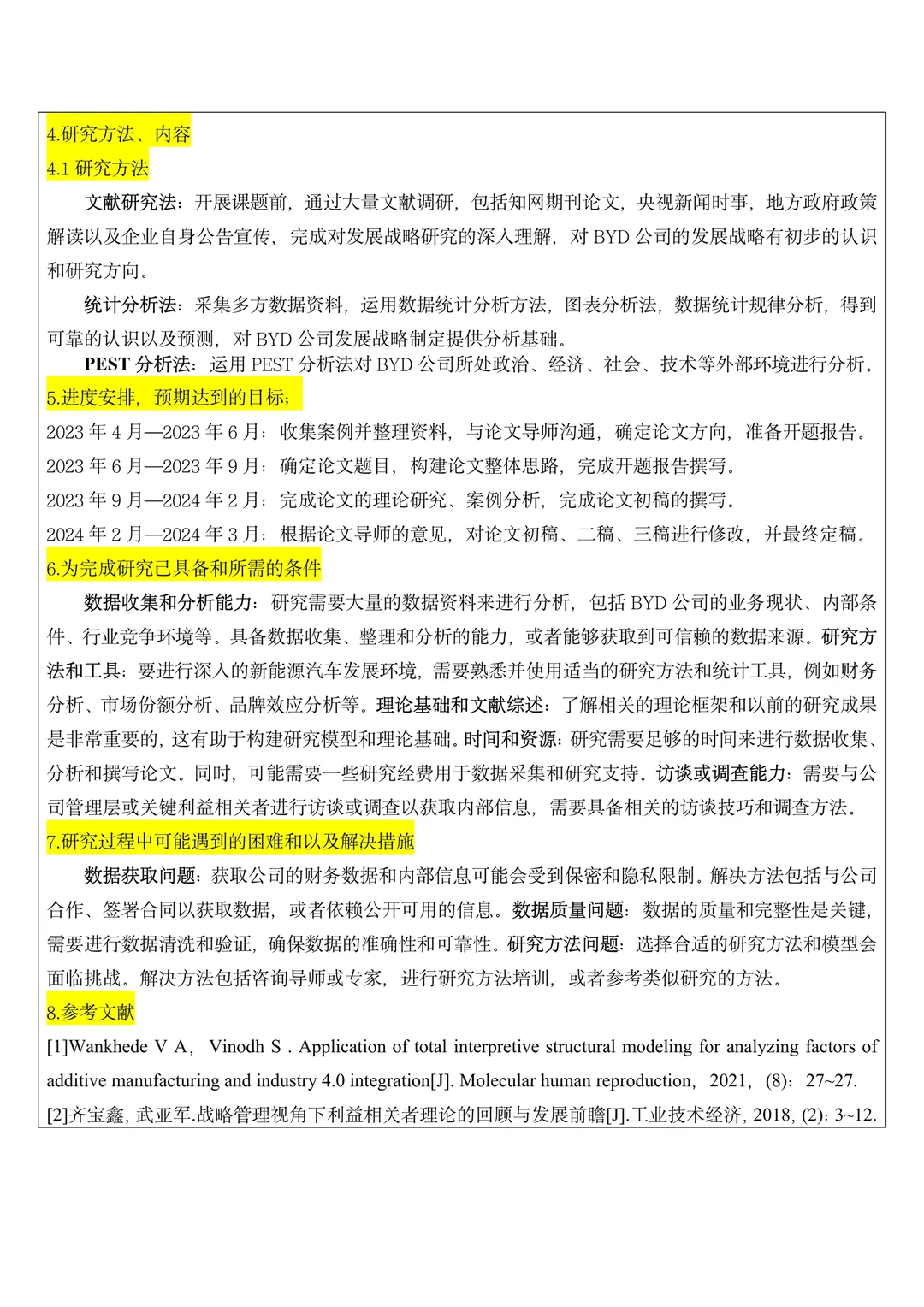 导师给的开题报告模版就是神，照着写就能过