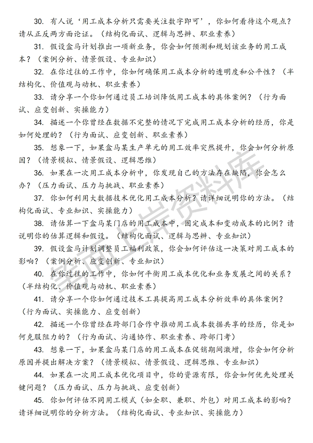 盒马生产单元用工成本分析