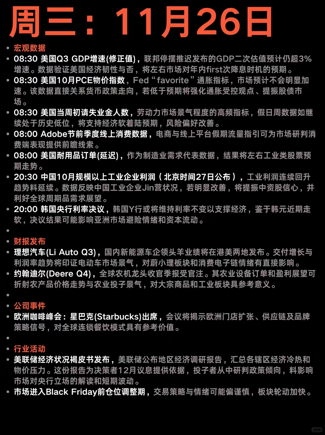 下周美股大事件合集：11.24-11.28