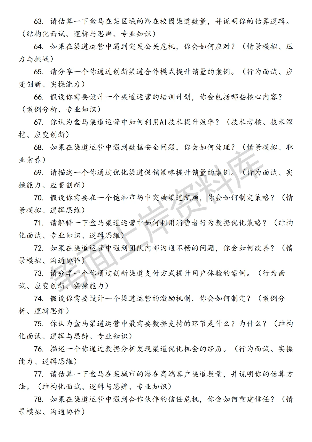 盒马渠道运营