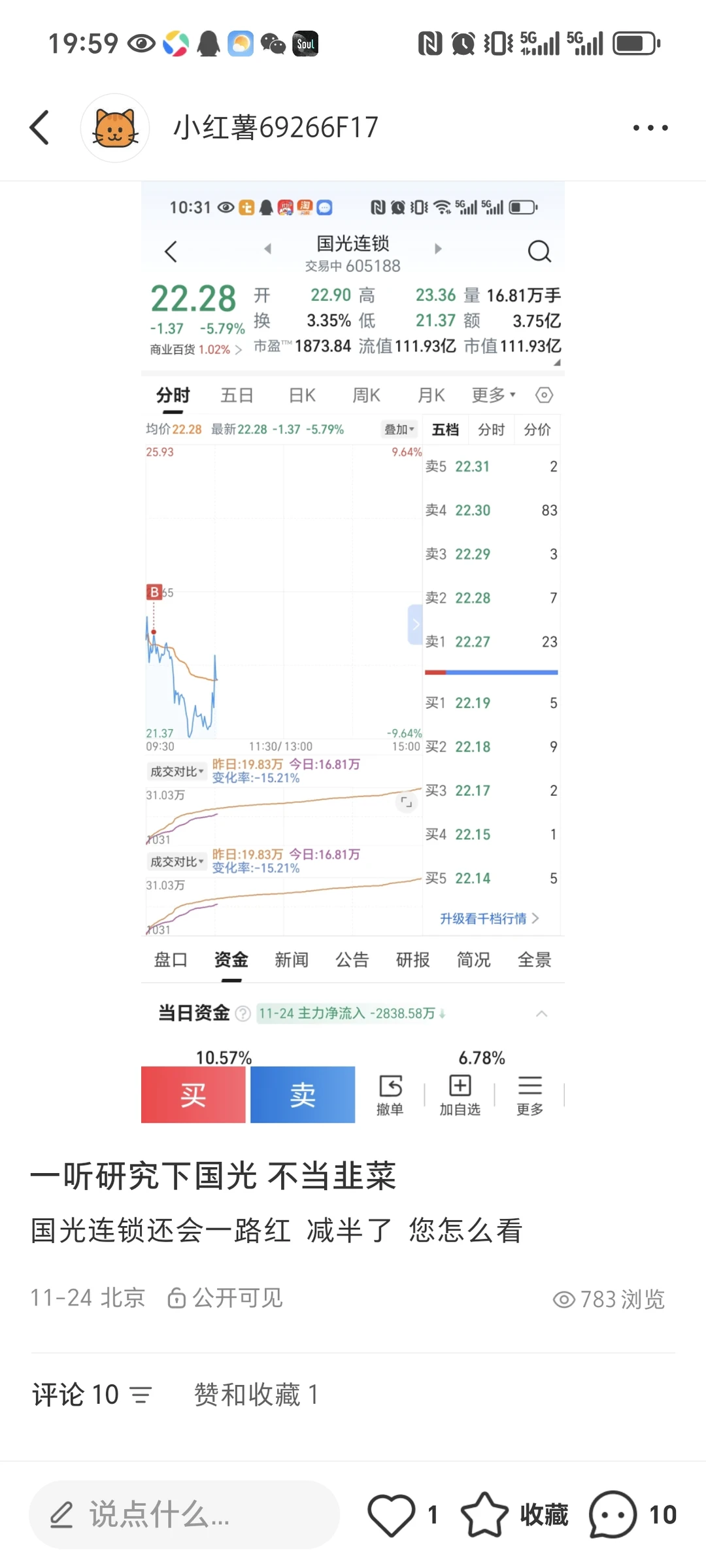 昨天发的国光 今天涨停了