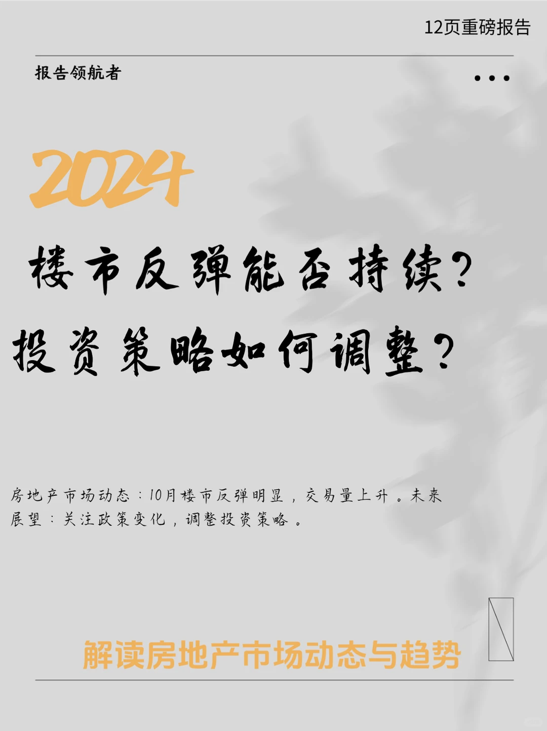2024中国房地产行业投资策略