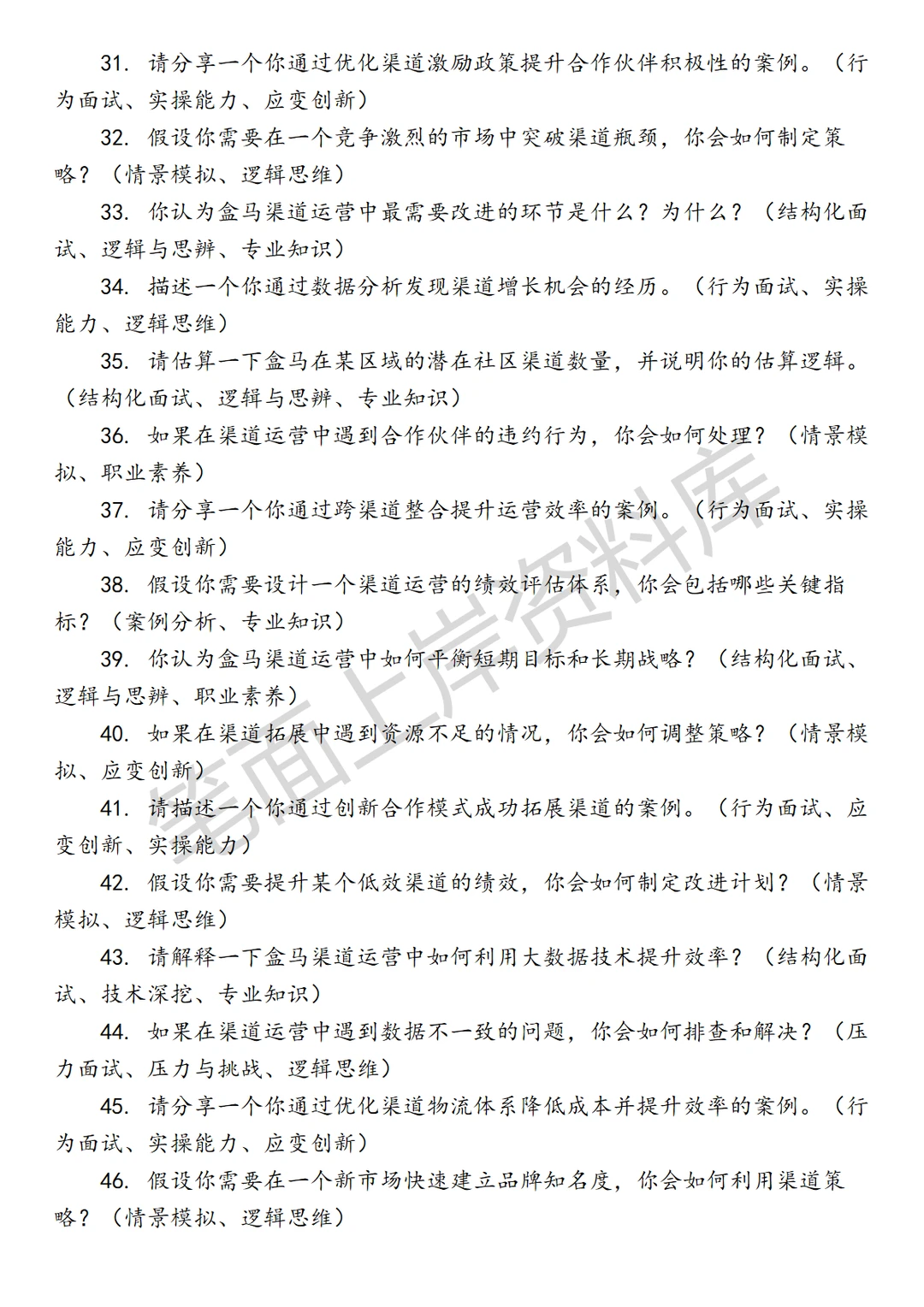 盒马渠道运营