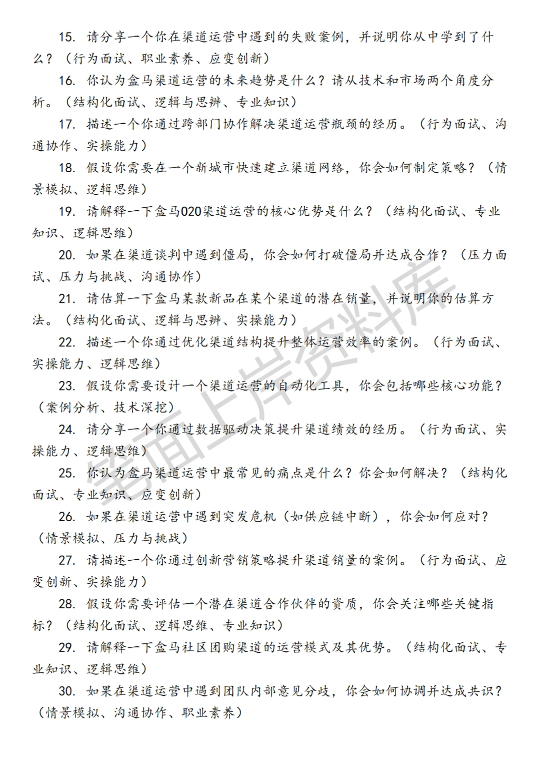 盒马渠道运营